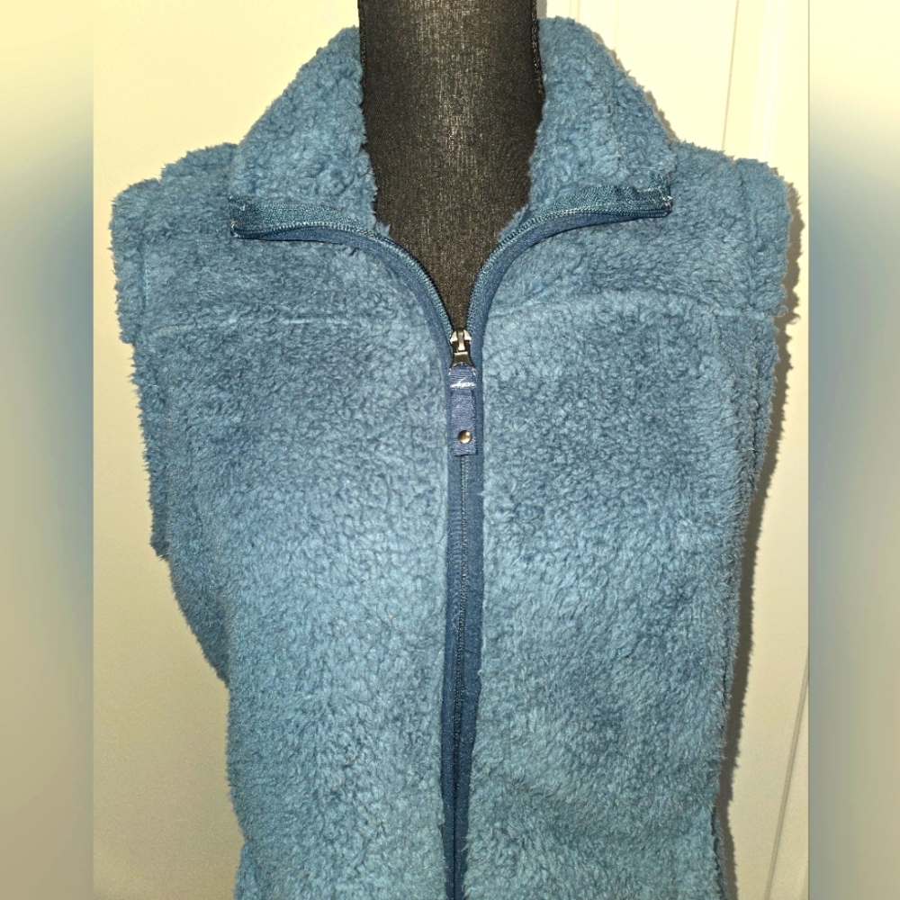 Free Country Women's Blue Fleece Zip-Up Vest - Picture 2 of 11